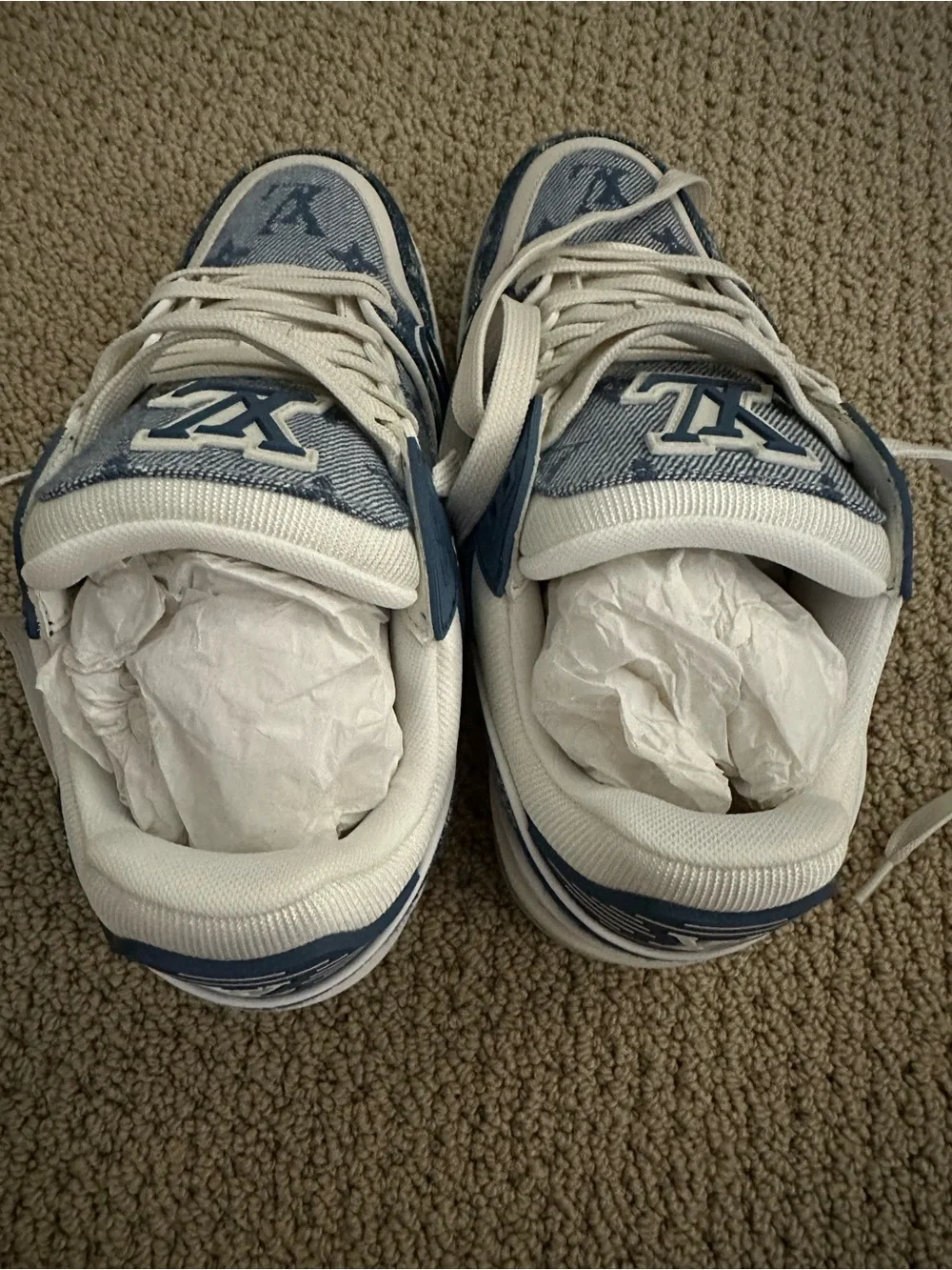 Louis Vuitton Women’s Denim Blue Monogram Trainer Sneakers